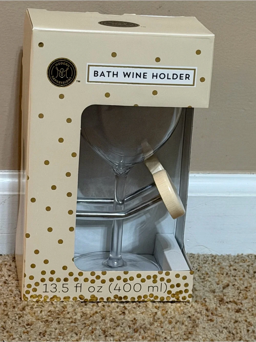 Bath Wine Holder Ring in Cream by Unbranded